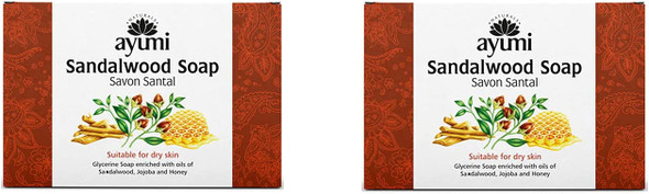 Ayumi Sandalwood & Jojoba Soap Bar, Gently Removes Impurities & Cleanses the Skin, Enriched With Soothing Honey For a Clear & Balanced Complexion - 2 x 100g