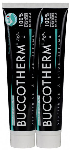 Buccotherm Toothpaste With White Thermal Water - Organic Activated Charcoal 2 x 75ml