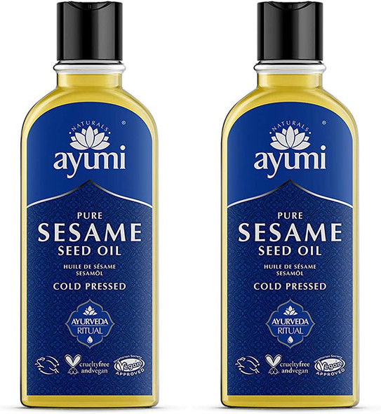 Ayumi Pure Sesame Seed Oil, Contains Vitamin E Which Protects Skin Cells From Damage, Packed With Antioxidants That Fight Build-Up of Chemicals - 2 x 150ml