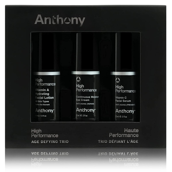 Anthony High Performance Trio Kit, Set Includes HP Continuous Moisture Eye Cream 0.5 Fl Oz, HP Vitamin C Facial Serum 0.5 Fl Oz, HP Vitamin A Hydrating Facial Lotion 0.5 Fl Oz