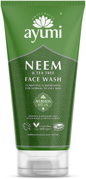 Ayumi Neem & Tea Tree Face Wash, Helps Prevent Breakouts & Blemishes, Packed With Organic Tea Tree Oils to Protect the Skin From External Damage - 1 x 150ml