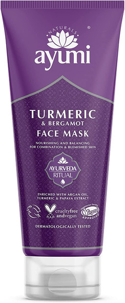 Ayumi Turmeric & Bergamot Face Mask, Balances the Skin Tone & Revives the Skin, Packed With Organic Argan Oil to Enhance & Energise - 1 x 100ml