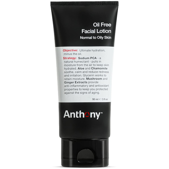 Anthony Oil Free Facial Lotion – Mens Hydrating Face Moisturizer for Normal to Oily Skin – Anti-Aging and Antioxidant Formula – 3 Fl Oz