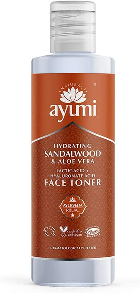 Ayumi Hydrating Sandalwood & Aloe Face Toner, Maintains a Delicate Complexion & Natural Softness, With Lactic Acid & Willow Bark to Gently Tone the Skin - 1 x 150ml