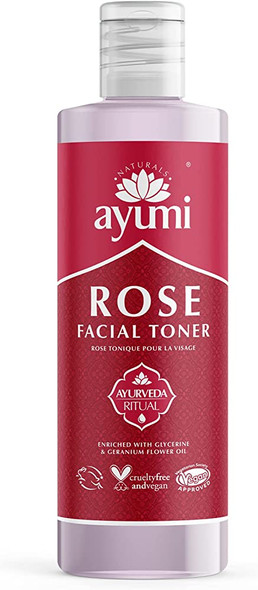 Ayumi Rose & Glycerine Facial Toner, Minimises Redness & Calms the Skin, Packed With Hydrosol Rose Water to Refresh the Skin 1 x 250ml