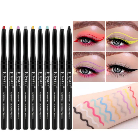 10 Colors Eyeliner Pencil Fine Eye Pen Hold-up Waterproof Anti-Oil Dye Eyelash Extension
