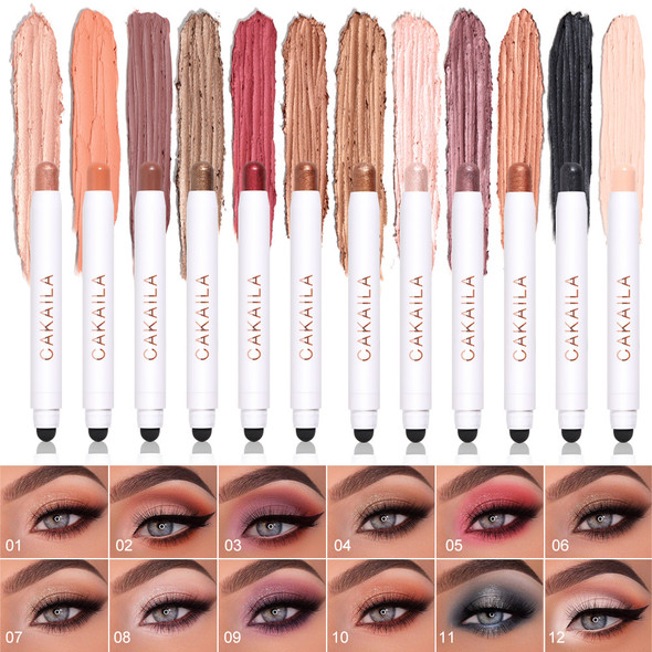 12 Colors Double-ended Monochrome Eye Shadow Pen Pearl Eye Shadow