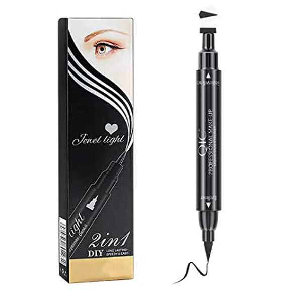 2 In1 Winged Stamp Liquid Eyeliner Pencil Eyes Makeup Waterproof Fast Dry Lasting Cosmetics Black Stamps Seal Eyeliner Pen