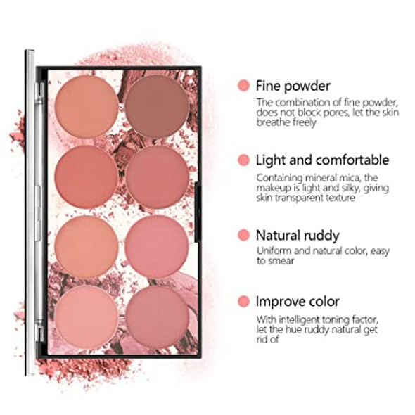 2-Color Blush Palette Natural Long-Lasting Velvet Blusher Powder Blush Cosmetics For Natural Makeup