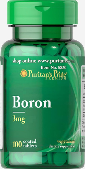 Puritans Pride Boron 3 mg Tablets, 100 Count