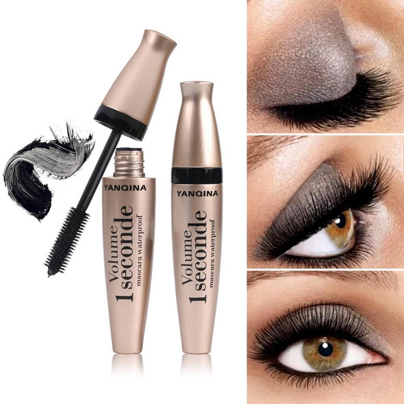 3D Waterproof Mascara Liquid Fiber Black Eyelashes Curling Brush Eye Makeup