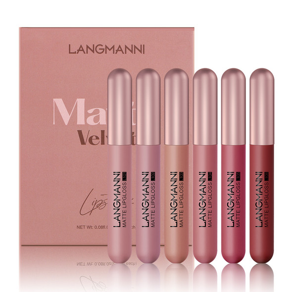 6-pack Of Lip Gloss Matte Velvet Matte Lip Gloss, Waterproof Long Lasting