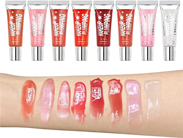 Clear Lip Gloss, 8-color Plumping Lipstick Lasting Moisturizing Makeup Lip Glaze Smooth Lipgloss Lip Stick Lip Stain For Girls And Women