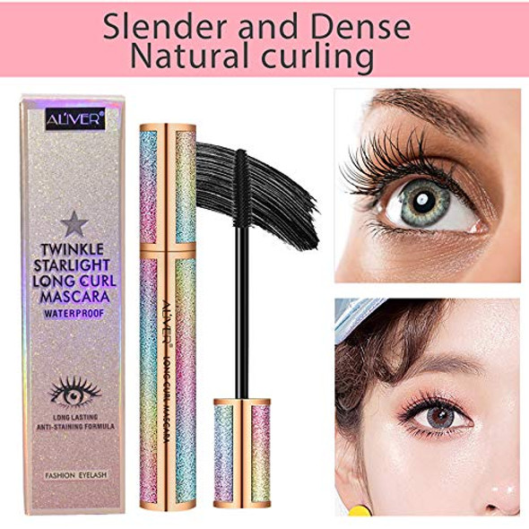 Organic Mascara And Eyeliner Set, Silk Fiber Mascara Waterproof Luxurious Longer Thicker Eyelashes Makeup