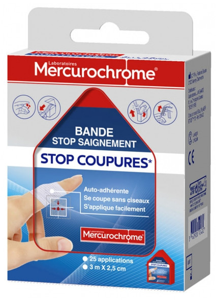 Mercurochrome Stop Bleeding Stop Cuts Tape 3m x 2,5cm