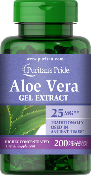 Puritans Pride Aloe Vera Extract 5000 Mg Softgels, 200 Count (Packaging may vary)