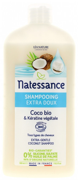 Natessance Organic Extra-Gentle Coconut and Vegetable Keratin Shampoo 500ml