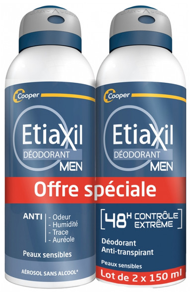 Etiaxil Deodorant Men Anti-Perspirant 48H Control Aerosol 2 x 150ml