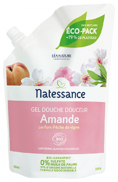 Natessance Shower Gel Softening Almond Organic Refill 650ml