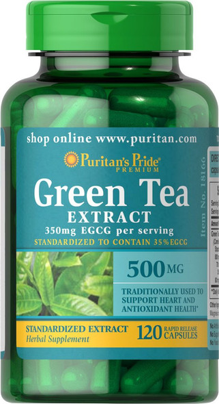 Puritan's Pride Green Tea Standardized Extract 500 mg-120 Capsules