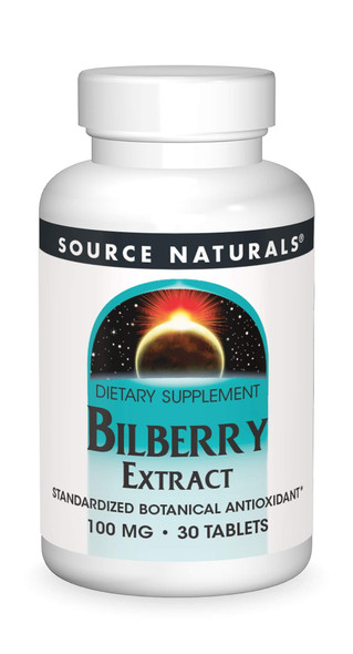 Source Naturals Bilberry Extract 100 mg Standardized Botanical Antioxidant - 30 Tablets