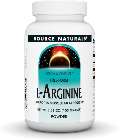 Source Naturals L-Arginine Powder Supplement - Free Form And Promotes Increased Circulation - Supports Cardiovascular Health - 100 Grams