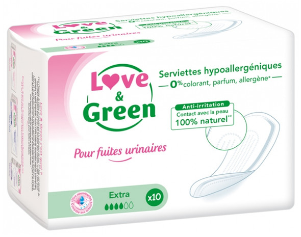 Love & Green Hypoallergenic Napkins for Bladder Weakness Extra 10 Napkins