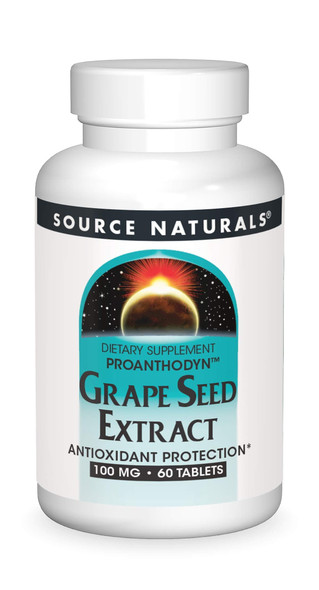 Source Naturals Grape Seed Extract, Proanthodyn 100 mg Antioxidant Protection & Supports Healthy Aging Brain - 60 Tablets