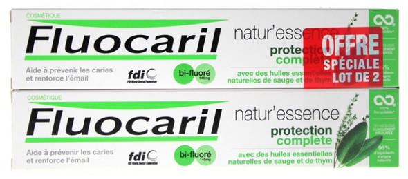 Fluocaril Natur-Essence Complete Protection Toothpaste Bi-Fluorinated 2 x 75ml