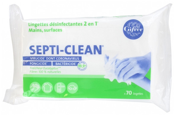 Gifrer Septi-Clean 2in1 Disinfectant Wipes Hands and Surfaces 70 Wipes