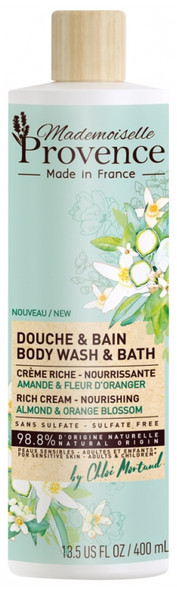Mademoiselle Provence Shower & Bath Rich Cream-Nourishing Almond & Orange Blossom 400ml