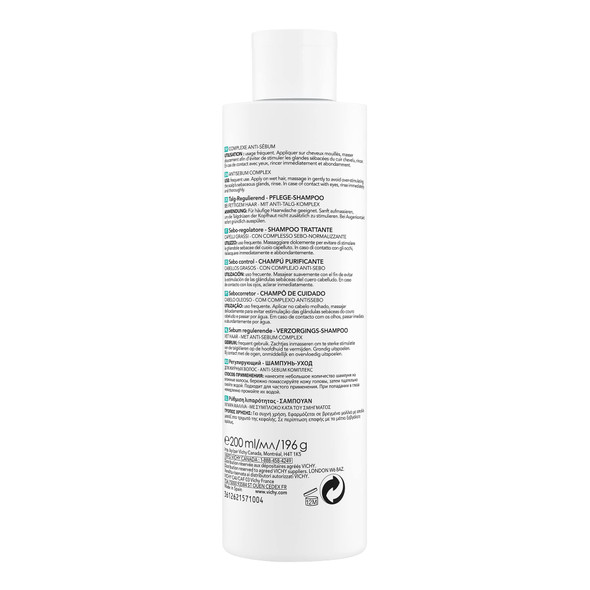 Vichy Dercos Sebo Control Oily Hair Shampoo 200ml