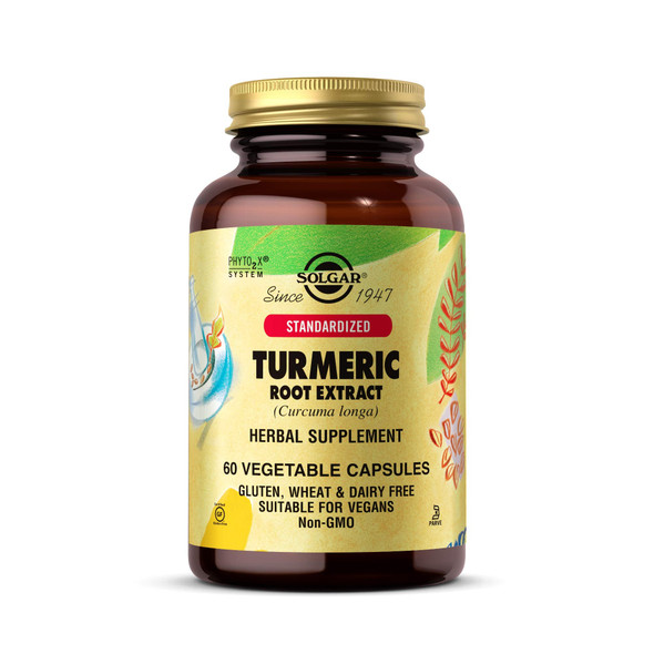 Solgar Standardized Turmeric Root Extract 400 mg, 60 Vegetable Capsules - Antioxidant Support for Brain, Joint, & Immune Health - Non-GMO, Vegan, Gluten Free, Dairy Free, Kosher - 60 Servings