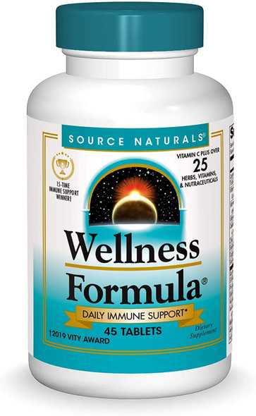 Source Naturals Wellness Formula Bio-Aligned Vitamins & Herbal Defense - Immune System Support Supplement & Immunity Booster - 45 Tablets (2 Pack)