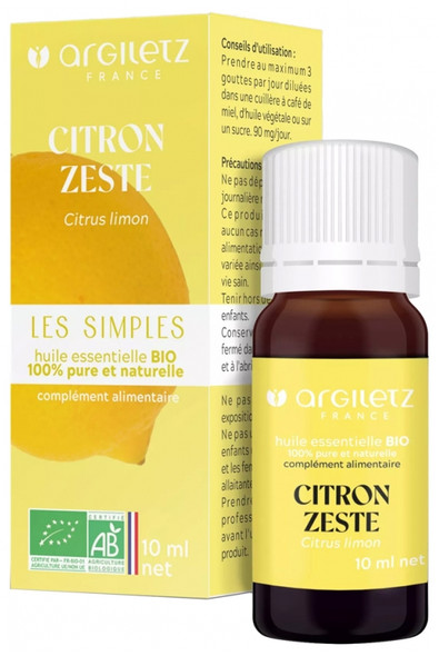 Argiletz Lemon Zest Essential Oil (Citrus Limon) Organic 10ml