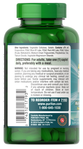 Puritans Pride Abc Plus Senior Multivitamin Multi-mineral Formula Caplets 240 Count