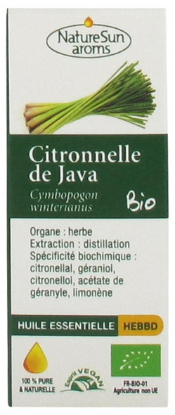 NatureSun Aroms Lemongrass Essential Oil Java (Cymbopogon Winterianus) Organic 10ml