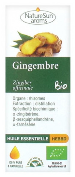 NatureSun Aroms Organic Essential Oil Ginger (Zingiber officinale) 10 ml