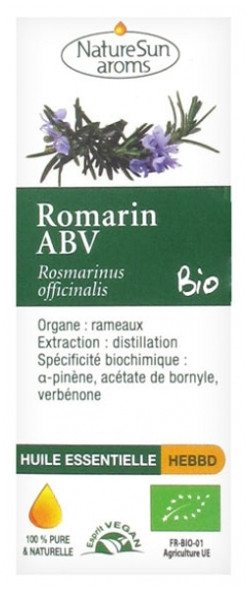 NatureSun Aroms Organic Essential Oil ABV Rosemary (Rosmarinus Officinalis) 10ml