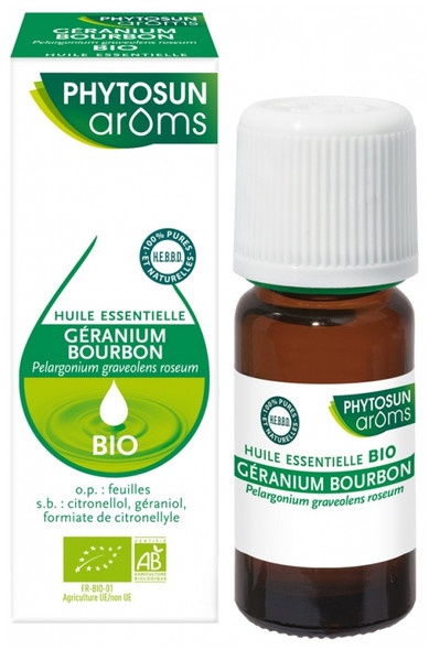 Phytosun Aroms Essential Oil Bourbon Geranium (Pelargonium graveolens roseum) Organic 10ml