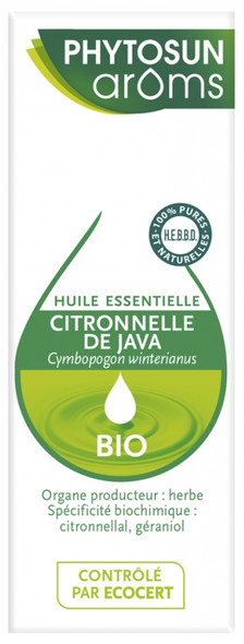 Phytosun Aroms Organic Essential Oil Java Lemongrass (Cymbopogon winterianus) 10 ml