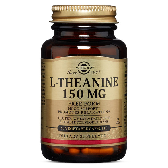 Solgar L-Theanine 150 mg, 60 Vegetable Capsules - Mood Support - Promotes Relaxation - Vegan, Gluten Free, Dairy Free, Kosher - 60 Servings