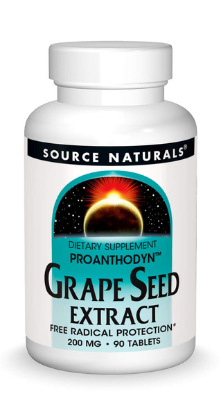 Source Naturals Grape Seed Extract, Proanthodyn 200 mg Antioxidant Protection & Supports Healthy Aging Brain - 90 Tablets