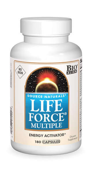 Source Naturals Life Force Multiple Iron Free Daily Multivitamin High Potency Essential Vitamins, Minerals, Antioxidants & Nutrients - Energy & Immune Boost - 180 Capsules