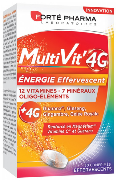 Forte Pharma MultiVit'4G Energy 30 Effervescent Tablets