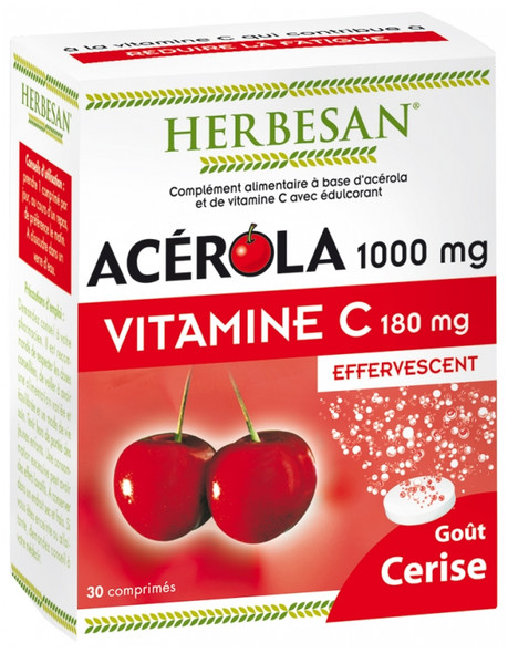 Herbesan Acerola 1000mg Vitamin C 180mg 30 Effervescent Tablets