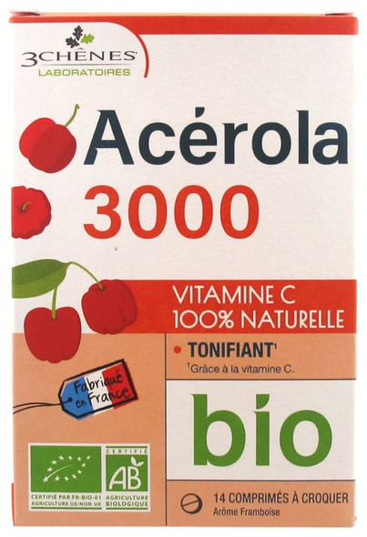 Les 3 Chenes Acerola 3000 Organic 14 Chewable Tablets