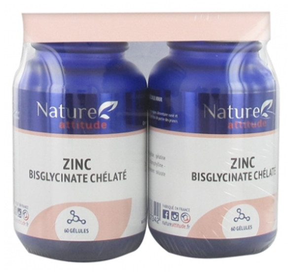 Nature Attitude Chelated Zinc Bisglycinate 2 x 60 Capsules