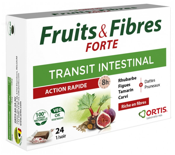 Ortis Fruits & Fibres Forte Intestinal Transit 24 Squares to Chew