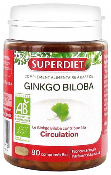 Superdiet Organic Ginkgo Biloba 80 Tablets